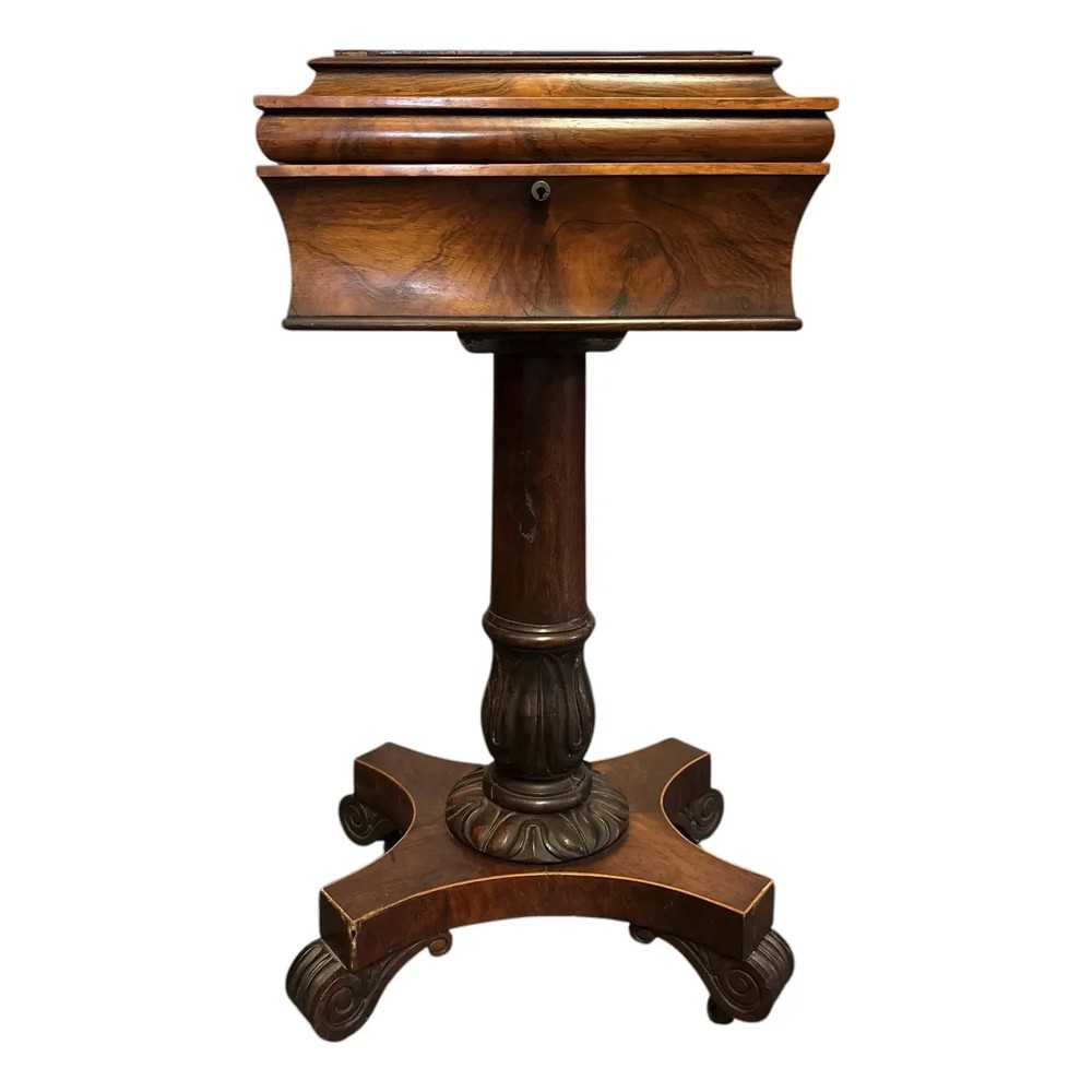 Antique Regency Mahogany Teapoy Pedestal Table
