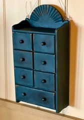 Primitive New England Blue-painted Spice Cabinet.