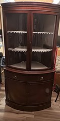 ANTIQUE BASSETT CORNER HUTCH Cherry Wood