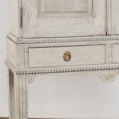 19th Century Danish Gray Painted Oak Cabinet on Legs with Interior Drawers