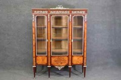 Rosewood and Satinwood Silver Plated Bronze Mounted Louis XVI French Vitrine