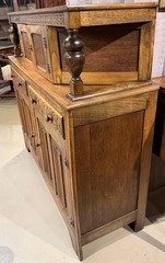 Jacobean Style Two Part Oak Court Cupboard with Decorative Carving