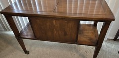 Mid Century Modern Bar Cart Cabinet Server Expanding Top Storage Rolling MCM