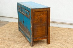 Charming Vintage Cerulean Asian Sideboard