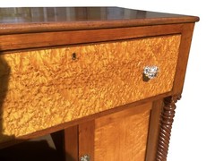 ANTIQUE FEDERAL BIRD’S EYE MAPLE & CHERRY JELLY CABINET WITH RARE BUTLER’S DESK