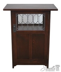 73379: STICKLEY Roycroft Mission Oak Leaded Glass Cabinet