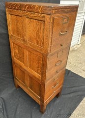 Beautiful Antique Paneled Oak File Cabinet Globe Sectional Stacking Cabinet 51″H