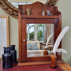 Antique victorian mahogany Mirrored Bathroom Kitchen Display Cabinet