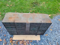 Antique Industrial Organizer Cabinet Truck Box Job Box Tool Chest RePurpose