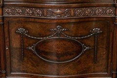 19th Century English Adams Style Vitrine Cabinet With Custom Linen Interior