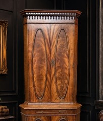 Antique Edwardian Mahogany Corner Cabinet Gothic Flame Veneer UK DELIVERY