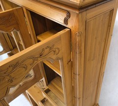 Country French Vintage Wine Rack Two-Piece Pine Step-Back Hutch