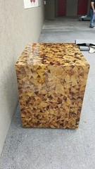 STUNNING CARLO PESSINA SUSTAINABLE CRACKLED YELLOW SEA PENSHELL CABINET