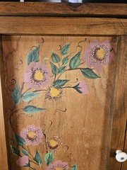 Vintage Wooden Cupboard Cabinet Hand Painted Floral Bathroom Storage