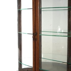 Antique RJ Horner School Carved Oak & Curved Glass China Cabinet C1910