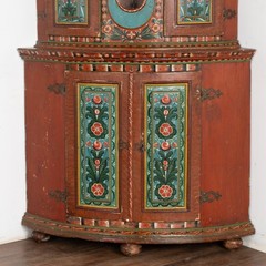 Original Painted Swedish Mora Clock Corner Cabinet, circa 1820-40