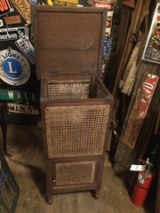 RARE Antique 1800s ? Cane Hamper Wood Cabinet Shipping Ok Oriental Chinese ?