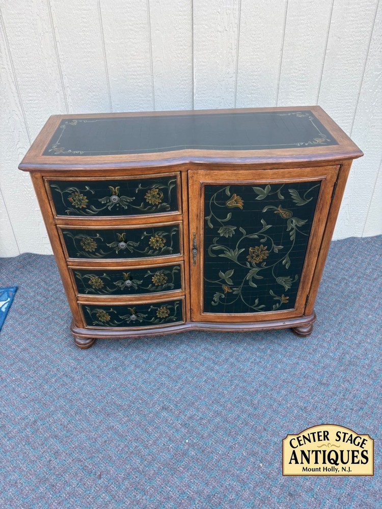 67862 Hand-Painted Floral Accent Cabinet with Drawers and Door