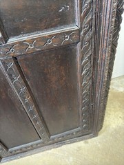 antique hanging corner cupboard pilgrim carved oak primitive 17th century