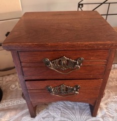 Antique Mahogany 2 Drawer Tabletop Correspondence Cabinet Desk Chest c1900 Wood