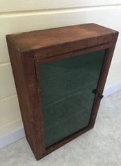 ANTIQUE MEDICINE CABINET GLASS SHELF DOOR WOOD DISPLAY CASES CURIO WALL MOUNT 