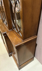 Large Mahogany Breakfront with Nicely Glazed Doors & Arched Pediment Top