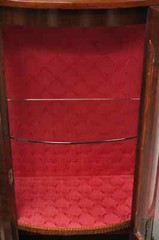 Vintage French Louis XV Style Small Bowed Glass Inlaid Curio Display Cabinet