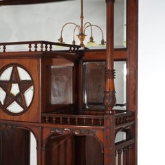 Mahogany Star Pentagram Etagere with Mirrors, Spindles & Eagles C1900