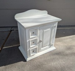 Vintage Victorian Shabby Chic White Painted Dry Sink Cabinet Wash Stand Table W6
