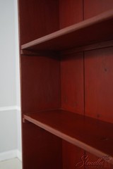 L71161: Country Red Paint Decorated Step Back Cupboard Hutch