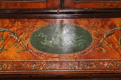 Antique 19th Century Adams Style Paint Decorated Display Cabinet China Cabinet