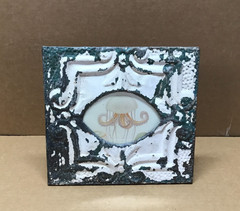 VTG Shabby 11″ Sq. Photo 4×6 Oval Tin Ceiling Shabby Picture Frame Old 626-26B