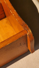 Antique Primitive Maple Wood Spice Spoon Rack Shelf Drawers Blue Porcelain Knobs