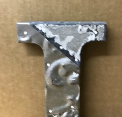 Decorative Salvaged Tin Ceiling 8″ Patchwork Shabby Silver Letter L Old 197-26B