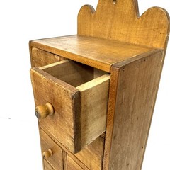 Antique Wooden Wall Apothecary Spice Chest Cabinet 7 Drawers Primitive Farmhouse