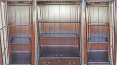 Vintage Old Ethan Allen Birch Wooden Curio Cabinet Hutch Breakfront Bubble Glass