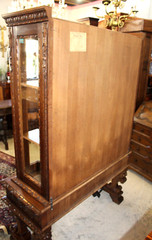 French Antique Oak Wood Renaissance Display Cabinet With 2 Shelf