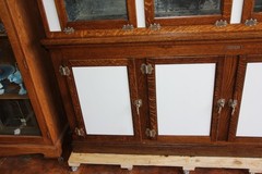 Humidor Opal Glass Tiger Oak HUMID-A-GAR Apothecary Display Cabinet GermanSilver