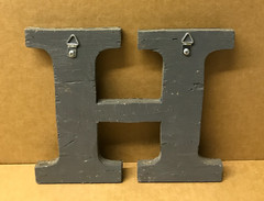 Decorative Salvaged Tin Ceiling 8″ Patchwork Shabby Silver Letter H Old 190-26B