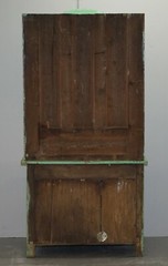 HAND PAINTED VICTORIAN DISTRESSED GREEN DRESSER BOOKCASE OR KITCHEN CUPBOARD