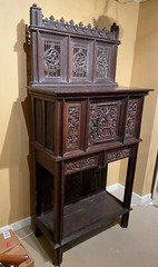 19th Century French Two-Piece Gothic Style Oak Cabinet
