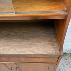 Petite Mid Century Walnut Hutch or Media Cabinet
