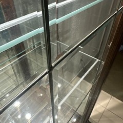 Vintage Real Authentic Wood Cabinet With Sturdy Glass Shelves