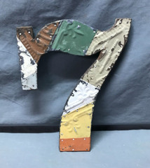 Decorative Salvage Tin Ceiling 12″ Patchwork Metal VTG Number 7 Old 294-25B