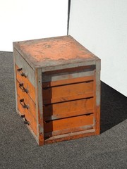 Vintage Mid Century Modern Industrial Steel Table Top File Cabinet Four Drawers
