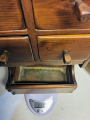 ANTIQUE WALL MOUNTED 6 DRAWER SEWING SPICE STORAGE CABINET *HEAVY