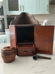 Edwardian Oak Smoker’s Cabinet Vintage Pipe Cupboard Circa 1910s 1920s