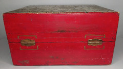 VTG Red Wooden Cabinet Jewelry Box Asian Motif 9″x 4.75″x 7.75″ Outstanding!!!