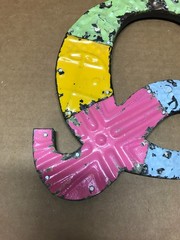 Decorative Salvaged Tin Ceiling 8″ Patchwork Mix Colors Letter Q Metal 615-26B