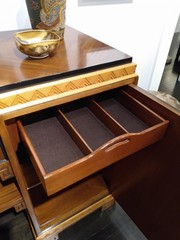 ART DECO SIDEBOARD / BAR WITH DRAWERS WALNUT MAPLE BRONZE FRANCE CIRCA 1930